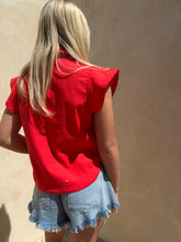 Scarlet Cutout Flutter Blouse