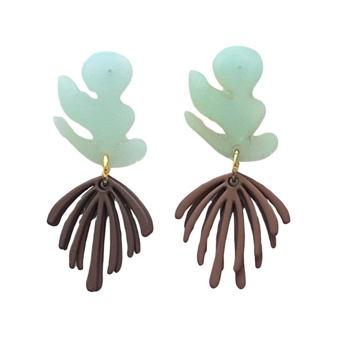 Matisse Earrings - Mint/Brown