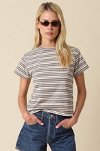 Olivaceous - Mila Stripe Baby Tee: Cream Brown / Contemporary / M