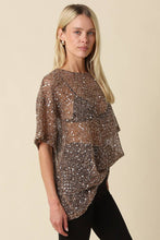 Olivaceous - Rena Sequin Mesh Top: Brown / Contemporary / S