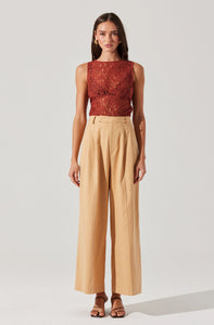 sleeveless rust floral lace top womens clothing astr the label