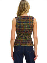Tweed Oliver vest with back waist belt, rear model view