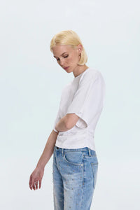 Pistola Veronica white tee with relaxed silhouette and fitted waist
