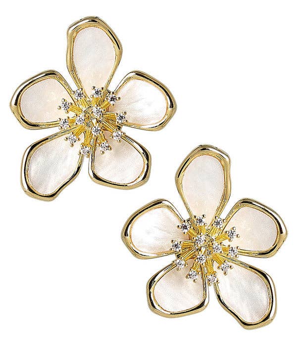 Lisi Lerch - Elinore - Mother of Pearl Floral Earring -  WS