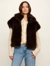 Dark brown Silky Fur Vest with a plush texture