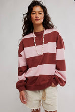 Burgundy and pink Classic Stripe Crew Wide pullover