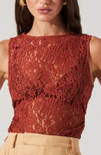 unlined floral lace top ruched side detail sleeveless high neck