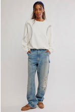White Love Lace Sweatshirt with curved lace panels