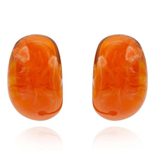 Michael Nash Jewelry - Merrie Orange Marbled Resin Semi Hoop Clip On Earrings