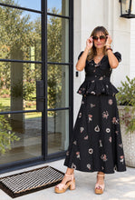 Azora Embroidered Topstitched Maxi Skirt