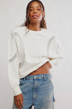 White Love Lace Sweatshirt with curved lace panels