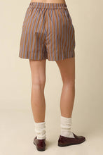 Olivaceous - Hunter Stripe Lounge Shorts: Navy Brown / Contemporary / S