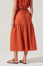 ASTR Nalley Eyelet Skirt showing tiered silhouette and airy cotton texture