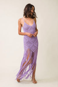 lavender crochet maxi dress