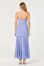 Free People Lizet Dress in Periwinkle - Back view showing strapless silhouette and maxi length sheer skirt