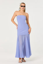 Lizet Dress in Periwinkle - Full length view showing contrast maxi dress with fitted top and sheer skirt