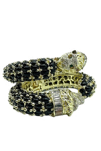 pave leopard bracelet black