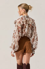 Romantic long sleeve chiffon blouse with neck scarf detail