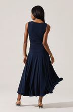 Melisandre Dress in deep navy with fitted bodice and soft unlined hem