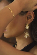 Anabel Aram Celeste Drop Earrings, Gold, worn styling view