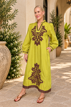Jodifi kaftan Embroidered Dress Chartreuse 