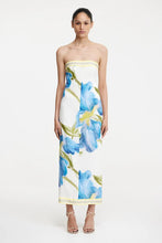 white strapless dress with bold floral print Significant Other