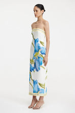 Significant Other strapless dress with contrast band vibrant blue floral print