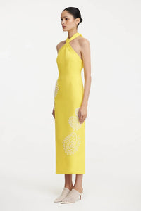 Significant Other yellow dress with contrast embroidery