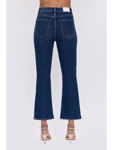 kick flare crop boot pistola jeans dark wash