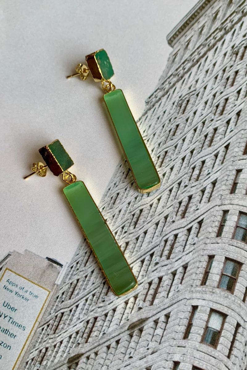 Green Glass Earrings