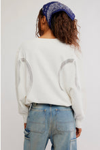 White Love Lace Sweatshirt with curved lace panels