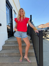 Scarlet Cutout Flutter Blouse
