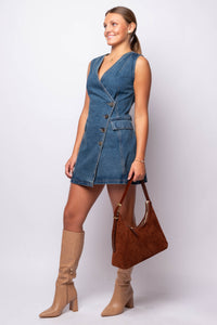 NORA DENIM WRAP MINI DRESS