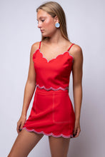 red and blue top  skort set