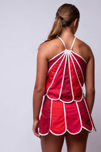 scallop red and white skirt