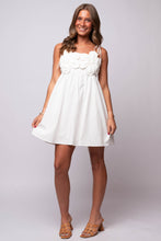 white 3D floral mini dress
