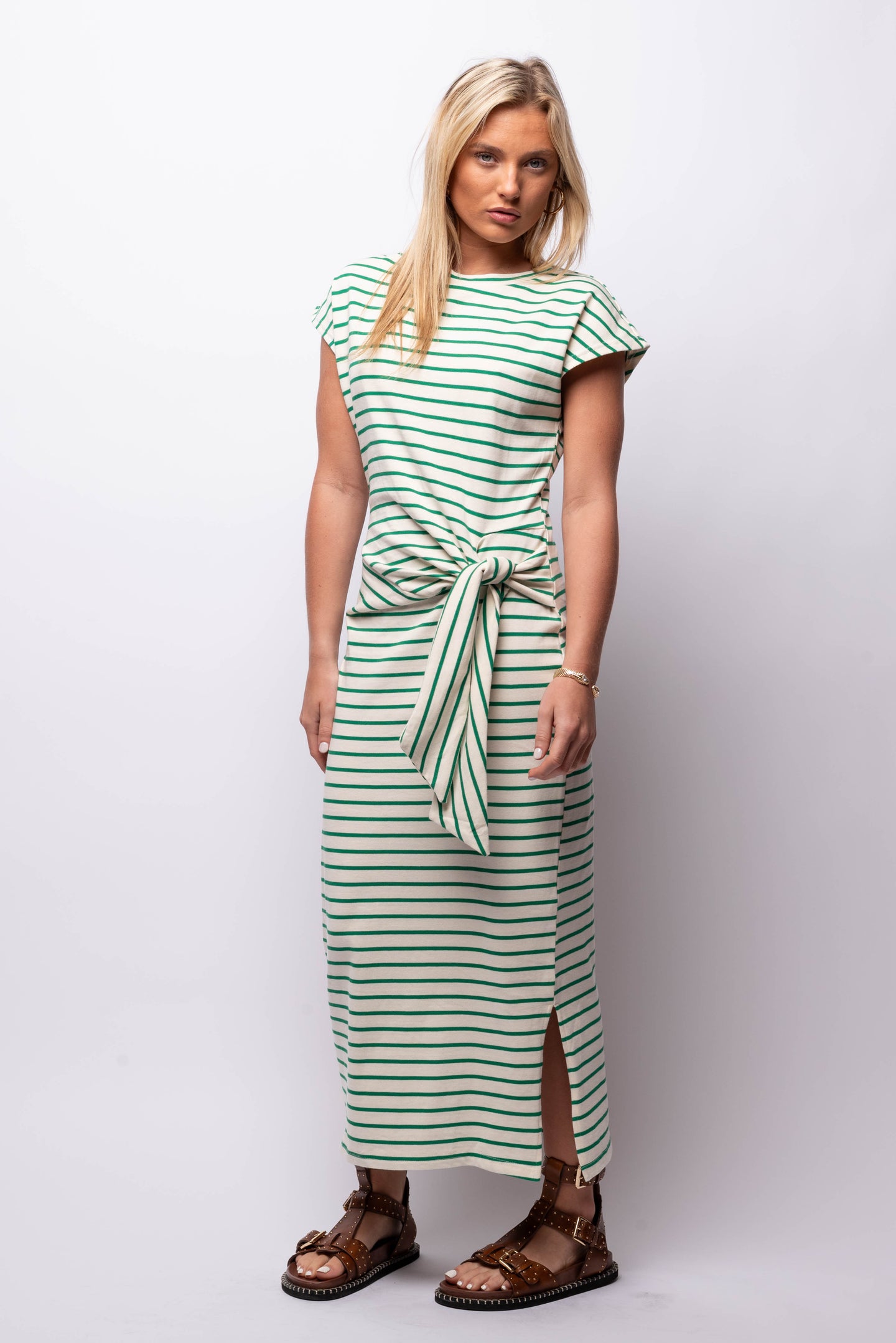 Verde Striped Midi