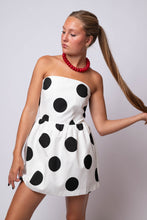 polka dot mini dress white and black
