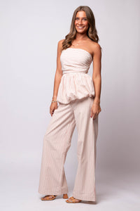 High-rise striped wide-leg pants with tailored fit 