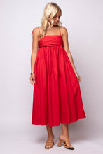 red poplin midi dress