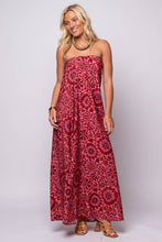 flowy strapless floral maxi dress red and pink
