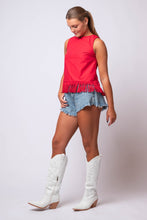georgia red dringe top