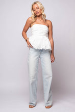 White  eyelet peplum top 