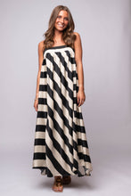 Flowy black and cream striped maxi dress 