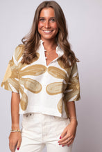Marie Blouse by Cleobella with oversized golden floral print.