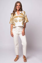 oversized golden floral print blouse