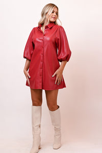 dolce cabo womens clothing vegan leather tunic dress red