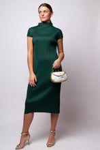 Brittny Plissé Satin Mockneck Dress