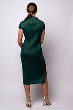 Brittny Plissé Satin Mockneck Dress