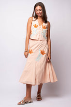 Rose Embroidered Midi Skirt